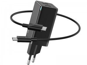 شارژر دیواری فست شارژ بیسوس مدل GaN Mini Quick Charger 45W بهمراه کابل دو سر تایپ سی
