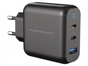شارژر دیواری فست شارژ 65 وات پاورولوژی مدلP65PDWEUBK GaN Charger