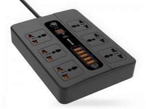 چند راهی برق دیجیتالی پرودو مدل PD-FWCH003 (دارای 5 پورت USB و 1 پورت Type-C)