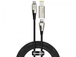 کابل دو سر تایپ سی به DC لپ تاپ بیسوس مدل One-for-two Fast Charging Data Cable Type-C to C+DC 100W CA1T2-B01
