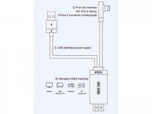 کابل تبدیل Lightning به HDMI توتو مدل BL-006 به طول 2 متر
