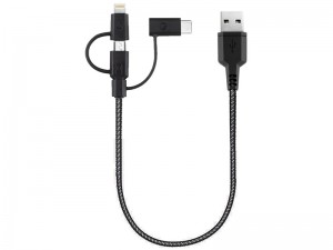 کابل فست شارژ سه کاره انرژیا مدل NyloTough به طول 30 سانتی‌متر