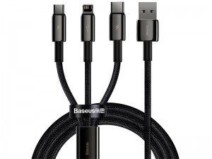 کابل فست شارژ سه سر بیسوس مدل Tungsten Gold 3-IN-1 Cable به طول 1.5 متر