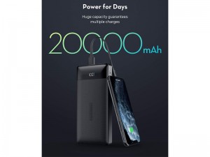 پاور بانک فست شارژ 20000 میلی آمپر راو پاور مدل PD Pioneer 20000mAh 18W 3-Port Power Bank