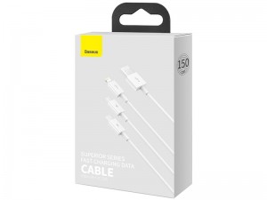 کابل سه سر بیسوس مدل Superior Series Fast Charging Data Cable CAMLTYS-02 به طول 1.5 متر