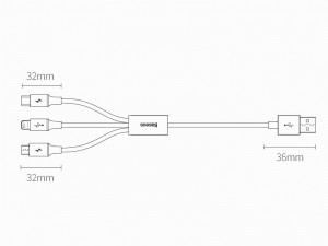 کابل سه سر بیسوس مدل Superior Series Fast Charging Data Cable CAMLTYS-02 به طول 1.5 متر