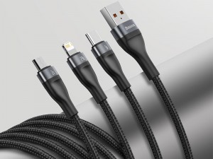 کابل فست شارژ سه سر بیسوس مدل one-for-three Fast Charging Data Cable CA1T3-G1 به طول 1.2 متر
