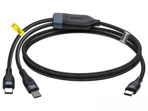 کابل دوکاره Type-C به Type-C فست شارژ بیسوس مدل Flash Series One-for-two Fast Charging Data Cable CA1T2-C01 به طول 1.5 متر