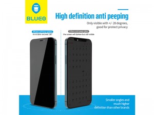 محافظ صفحه نمایش پرایوسی بلوئو مدل Privacy HD ANTI-PEEP Tempered Glass مناسب برای گوشی موبایل iPhone 12 Pro Max