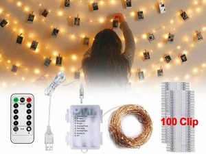 ریسه ال ای دی کنترل دار مدل 100LED Photo Clip String Lights