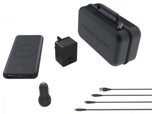 شارژر همراه پاورولوژی مدل PPBCHA02 ظرفیت 10000 میلی آمپر ساعت بهمراه شارژر دیواری و فندکی