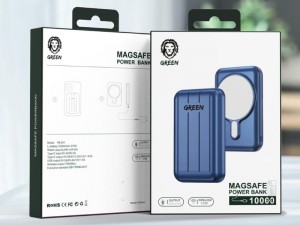 پاور بانک 10000 میلی آمپر وایرلس گرین مدل PB-001 Magsafe 15W