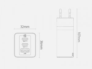 شارژر دیواری فست شارژ 65 وات بیسوس مدل GaN2 Pro CCGAN2P-B01 بهمراه کابل دو سر تایپ سی