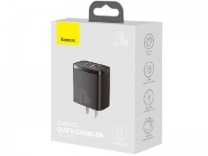 شارژر دیواری فست شارژ 20 وات بیسوس مدل Compact Quick Charger CCXJ-01