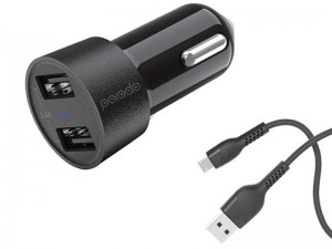 شارژر فندکی پرودو مدل PD-M8J622M بهمراه کابل میکرو یو اس بی