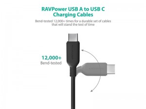 کابل تبدیل USB به Type-C راو پاور مدل RP-CB027 به طول 2 متر
