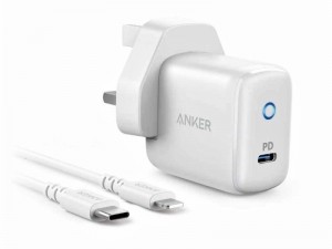 شارژر دیواری 18 وات انکر مدل PowerPort PD 1 بهمراه کابل تایپ سی به لایتنینگ