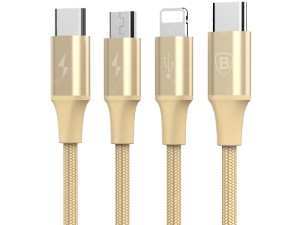 کابل تبدیل تایپ سی به MicroUSB/Lightning/Type-C بیسوس مدل Rapid Series CAMLT-SU0V