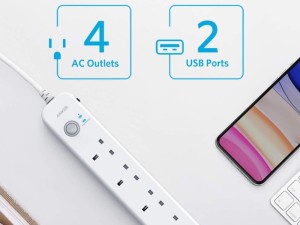 چند راهی برق انکر مدل 6IN1 USB Power Strip A9141 (دارای 2 پورت USB)