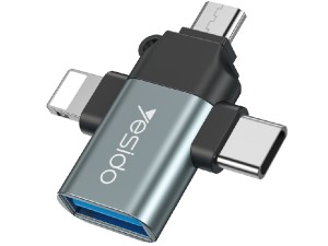 مبدل USB3.0 به Type-C/Lightning/MicroUSB یسیدو مدل GS15