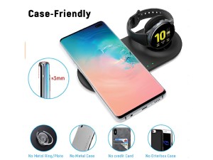 شارژر بی سیم دو کاره مدل Wireless Charger Duo JH10 مناسب برای شارژ گوشی، گلکسی بادز و گلکسی واچ سامسونگ