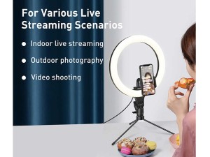 رینگ لایت عکاسی بیسوس مدل Live Stream Holder-table Stand Ring Light CRZB10-A01