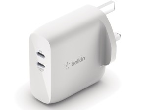 شارژر دیواری فست شارژ 63 وات بلکین مدل Dual USB-C GaN WCH003myWH