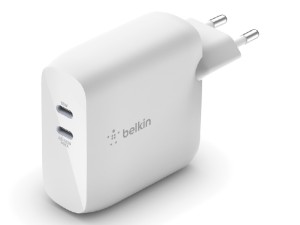 شارژر دیواری فست شارژ 63 وات بلکین مدل Dual USB-C GaN WCH003vfwh