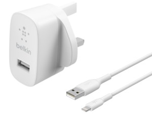 شارژر دیواری 12 وات بلکین مدل WCA002my1MWH بهمراه کابل لایتنینگ