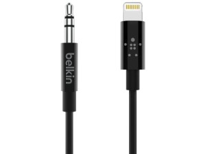 کابل تبدیل لایتنینگ به جک 3.5 میلی متری بلکین مدل AV101-3FT به طول 1.2 متر