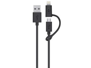 کابل دو کاره بلکین مدل Micro-USB Cable with Lightning connector Adapter F8J080bt5M به طول 5 متر
