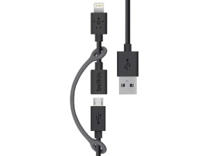 کابل دو کاره بلکین مدل Micro-USB Cable with Lightning connector Adapter F8J080bt2.5M به طول 2.5 متر