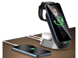 شارژر بی سیم چهار کاره گرین مدل GN4IN1WCBK 4IN1 15W Fast Wireless Charger