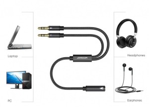 کابل انتقال صدای دوسر جویروم مدل Headphone female to 2-male Y-splitter audio cable SY-A05