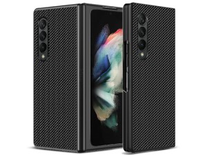 کاور فیبر کربنی مدل Leather Case مناسب برای گوشی موبایل سامسونگ Z Fold 3