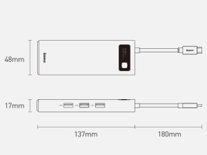 هاب تایپ سی 9 پورت بیسوس مدل Metal Gleam 9 in 1 Multifunctional Type-C HUB 100W CAHUB-CU0G