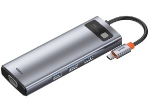 هاب تایپ سی 9 پورت بیسوس مدل Metal Gleam 9 in 1 Multifunctional Type-C HUB 100W CAHUB-CU0G