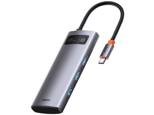 هاب تایپ سی 5 پورت بیسوس مدل Metal Gleam 5 in 1 Multifunctional Type-C HUB 100W CAHUB-CX0G