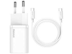 شارژر دیواری فست شارژ 25 وات بیسوس مدل Super Si Quick Charger 1C 25W CCCJG25CE TZCCSUP-L02 بهمراه کابل دو سر تایپ سی