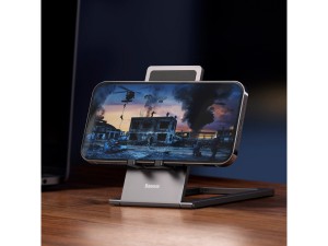 پایه نگهدارنده رومیزی تبلت و گوشی موبایل بیسوس مدل  Foldable Metal Desktop Holder LUKP000013