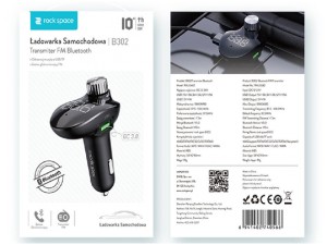 شارژر فندکی با قابلیت پخش موسیقی و مکالمه راک اسپیس مدل B302 RAU0682 Bluetooth FM Transmitter