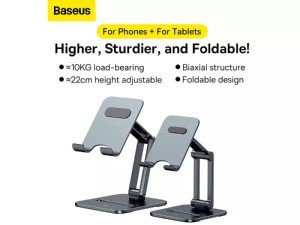 پایه نگهدارنده رومیزی تبلت و گوشی بیسوس مدل  Desktop Biaxial Foldable Metal Stand LUSZ000013