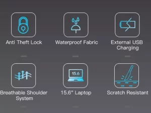 کوله لپ تاپ حرفه‌ای ضد آب و ضد سرقت  USB دار بنج مدل BG-22188 مناسب برای لپ تاپ 15.6 اینچی