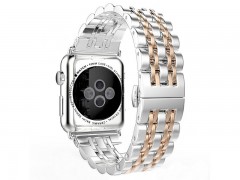 بند فلزي نقره ای -طلایی اپل واچ 42 ميلي متري  سری Strap Band مدل Fashion Watchband