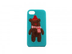 کاور زمستانی طرح خرس قهوه ای گلدوزی شده مناسب برای گوشی موبایل آیفون 7/8