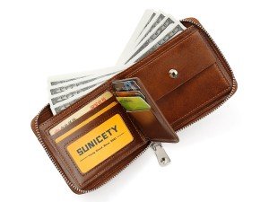کیف پول مردانه کوچک زیپ دار سانی ستی SUNICETY S3123 men's PU short business zipper wallet