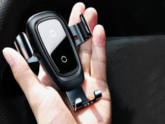 پایه نگهدارنده و شارژ وایرلس گوشی موبایل بیسوس مدل Metal Wireless Charger Gravity Car Mount