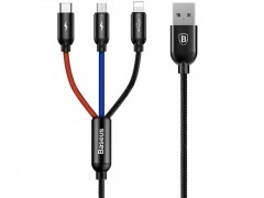 کابل تبدیل USB به لایتنینگ/MicroUSB/USB-C بیسوس مدل MVP 3-in-1 به طول 1.2 متر