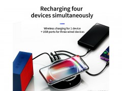 شارژر وایرلس و هاب 3 پورت بیسوس  Star 2 In 1 Desktop Wireless Charger