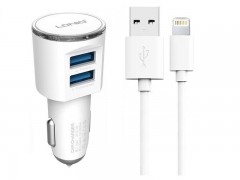 شارژر فندکي الدينيو مدل DL-C29 همراه با کابل لایتنینگ (غیر اصل)